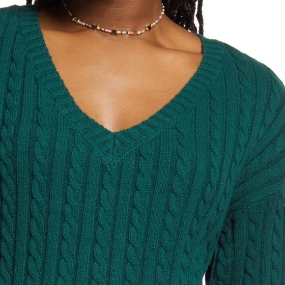 BP Cable Knit Green Cotton & Recycled Polyester Sweater L Large - Picture 8 of 14